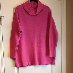Free People Bright Pink Cowl Neck Sweater